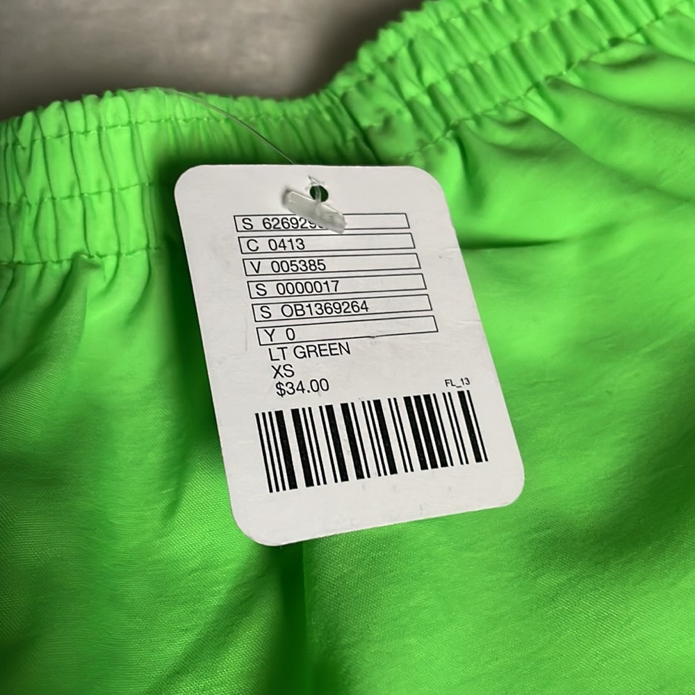 NWT UO Urban Renewal Upcycled Vintage Windbreaker Remnant Neon Nylon Shorts XS/S - Picture 3 of 4